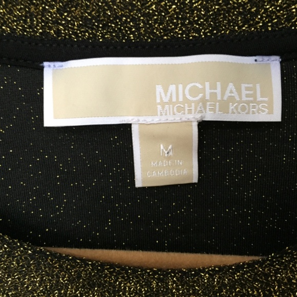 MICHAEL Michael Kors Metallic Green-Gold Cold Shoulder Tunic - Picture 9 of 15